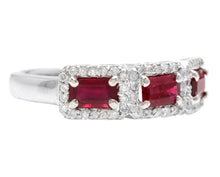 Load image into Gallery viewer, 1.22 Carats Natural Ruby and Diamond 14K Solid White Gold Ring