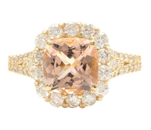 Load image into Gallery viewer, 3.00 Carats Natural Morganite and Diamond 14K Solid Yellow Gold Ring