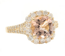 Load image into Gallery viewer, 3.00 Carats Natural Morganite and Diamond 14K Solid Yellow Gold Ring