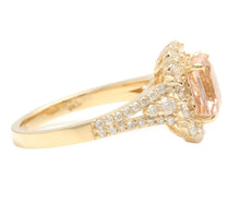 Load image into Gallery viewer, 3.00 Carats Natural Morganite and Diamond 14K Solid Yellow Gold Ring