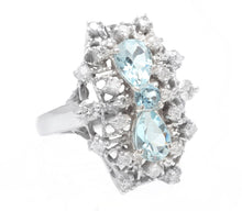 Load image into Gallery viewer, 1.75Ct Natural Aquamarine and Diamond 14K Solid White Gold Ring