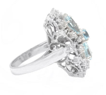 Load image into Gallery viewer, 1.75Ct Natural Aquamarine and Diamond 14K Solid White Gold Ring