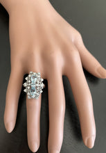 Load image into Gallery viewer, 1.75Ct Natural Aquamarine and Diamond 14K Solid White Gold Ring