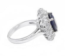 Load image into Gallery viewer, 5.20Ct Natural Blue Sapphire and Natural Diamond 14K Solid White Gold Ring