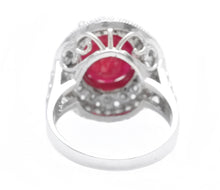 Load image into Gallery viewer, 7.10 Carats Red Ruby and Diamond 14K Solid White Gold Ring