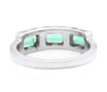 Load image into Gallery viewer, 1.20 Carats Natural Emerald and Diamond 14K Solid White Gold Ring