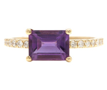 Load image into Gallery viewer, 1.80 Carats Natural Amethyst and Diamond 14K Solid Yellow Gold Ring