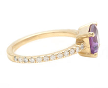 Load image into Gallery viewer, 1.80 Carats Natural Amethyst and Diamond 14K Solid Yellow Gold Ring