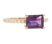 Load image into Gallery viewer, 1.80 Carats Natural Amethyst and Diamond 14K Solid Yellow Gold Ring