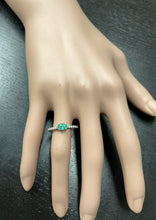 Load image into Gallery viewer, 0.70 Carats Natural Emerald and Diamond 14K Solid White Gold Ring