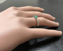 Load image into Gallery viewer, 0.70 Carats Natural Emerald and Diamond 14K Solid White Gold Ring