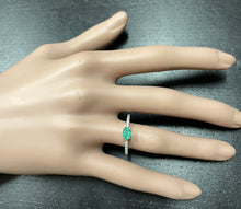 Load image into Gallery viewer, 0.70 Carats Natural Emerald and Diamond 14K Solid White Gold Ring