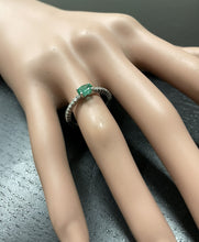 Load image into Gallery viewer, 0.70 Carats Natural Emerald and Diamond 14K Solid White Gold Ring