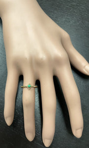 Cute Natural Emerald 14K Solid Yellow Gold Ring