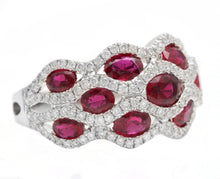 Load image into Gallery viewer, 3.26 Carats Natural African Ruby and Diamond 18K Solid White Gold Ring