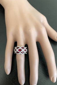 3.26 Carats Natural African Ruby and Diamond 18K Solid White Gold Ring