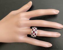 Load image into Gallery viewer, 3.26 Carats Natural African Ruby and Diamond 18K Solid White Gold Ring