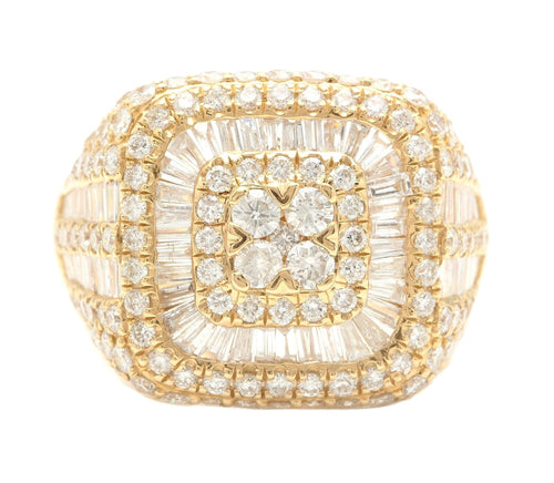 3.69Ct Natural Diamond 14K Solid Yellow Gold Men's Ring