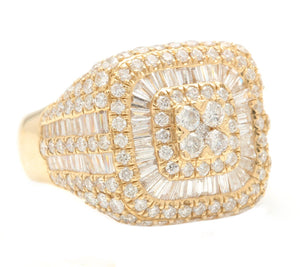 3.69Ct Natural Diamond 14K Solid Yellow Gold Men's Ring