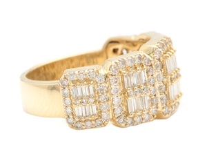 2.50Ct Natural Diamond 14K Solid Yellow Gold Men's Ring