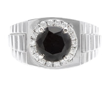 Load image into Gallery viewer, 3.35Ct Natural Black &amp; White Diamond Men&#39;s Ring in 14K Solid White Gold