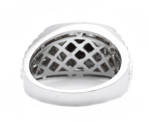 3.35Ct Natural Black & White Diamond Men's Ring in 14K Solid White Gold