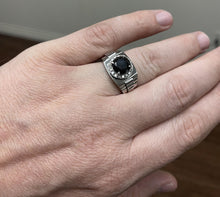 Load image into Gallery viewer, 3.35Ct Natural Black &amp; White Diamond Men&#39;s Ring in 14K Solid White Gold