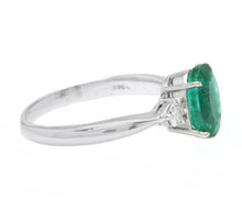 Load image into Gallery viewer, 1.24 Carats Exquisite Emerald and Diamond 14K Solid White Gold Ring
