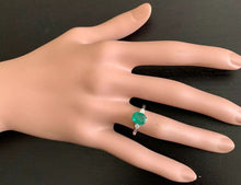 Load image into Gallery viewer, 1.24 Carats Exquisite Emerald and Diamond 14K Solid White Gold Ring