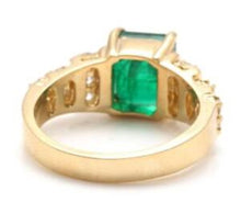 Load image into Gallery viewer, 2.05 Carats Natural Emerald and Diamond 14K Solid Yellow Gold Ring