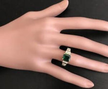 Load image into Gallery viewer, 2.05 Carats Natural Emerald and Diamond 14K Solid Yellow Gold Ring