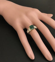 Load image into Gallery viewer, 2.05 Carats Natural Emerald and Diamond 14K Solid Yellow Gold Ring