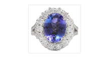 Load image into Gallery viewer, 5.91 Carats Natural Very Nice Looking Tanzanite and Diamond 14K Solid White Gold Ring
