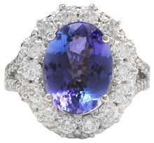 Load image into Gallery viewer, 5.91 Carats Natural Very Nice Looking Tanzanite and Diamond 14K Solid White Gold Ring