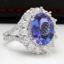 Load image into Gallery viewer, 5.91 Carats Natural Very Nice Looking Tanzanite and Diamond 14K Solid White Gold Ring