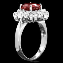 Load image into Gallery viewer, 7.10 Carats Natural Red Zircon and Diamond 14K Solid White Gold Ring