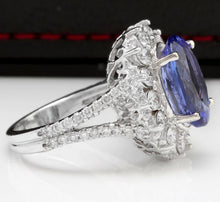 Load image into Gallery viewer, 5.91 Carats Natural Very Nice Looking Tanzanite and Diamond 14K Solid White Gold Ring
