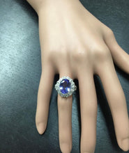 Load image into Gallery viewer, 5.91 Carats Natural Very Nice Looking Tanzanite and Diamond 14K Solid White Gold Ring