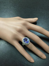 Load image into Gallery viewer, 5.91 Carats Natural Very Nice Looking Tanzanite and Diamond 14K Solid White Gold Ring