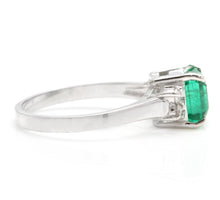Load image into Gallery viewer, 1.44 Carats Natural Emerald and Diamond 14K Solid White Gold Ring