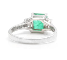 Load image into Gallery viewer, 1.44 Carats Natural Emerald and Diamond 14K Solid White Gold Ring
