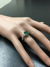 Load image into Gallery viewer, 1.44 Carats Natural Emerald and Diamond 14K Solid White Gold Ring