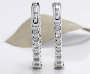 Exquisite 2.15 Carats Natural Diamond 14K Solid White Gold Hoop Earrings