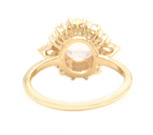 2.50 Carats Impressive Natural Morganite and Diamond 14K Solid Yellow Gold Ring