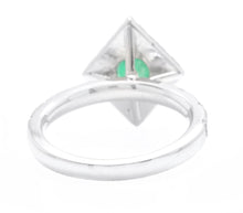 Load image into Gallery viewer, 1.30 Carats Natural Emerald and Diamond 14K Solid White Gold Ring