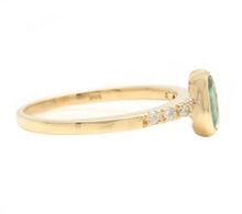 Load image into Gallery viewer, Stunning Natural Emerald and Diamond 14K Solid Yellow Gold Ring