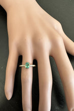 Load image into Gallery viewer, Stunning Natural Emerald and Diamond 14K Solid Yellow Gold Ring