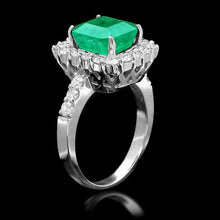 Load image into Gallery viewer, 4.60 Carats Natural Emerald and Diamond 14K Solid White Gold Ring