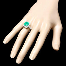 Load image into Gallery viewer, 4.60 Carats Natural Emerald and Diamond 14K Solid White Gold Ring