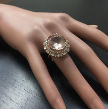 Load image into Gallery viewer, 17.00 Carats Exquisite Natural Morganite and Diamond 14K Solid Rose Gold Ring